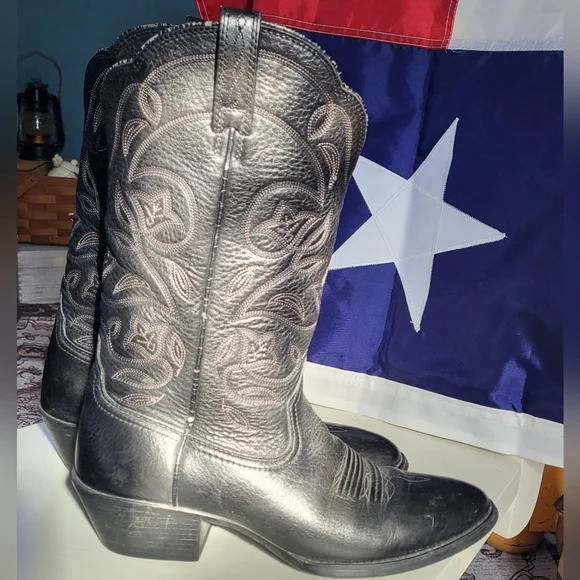 Ariat Black Leather Cowboy Boots - Picture 2 of 10